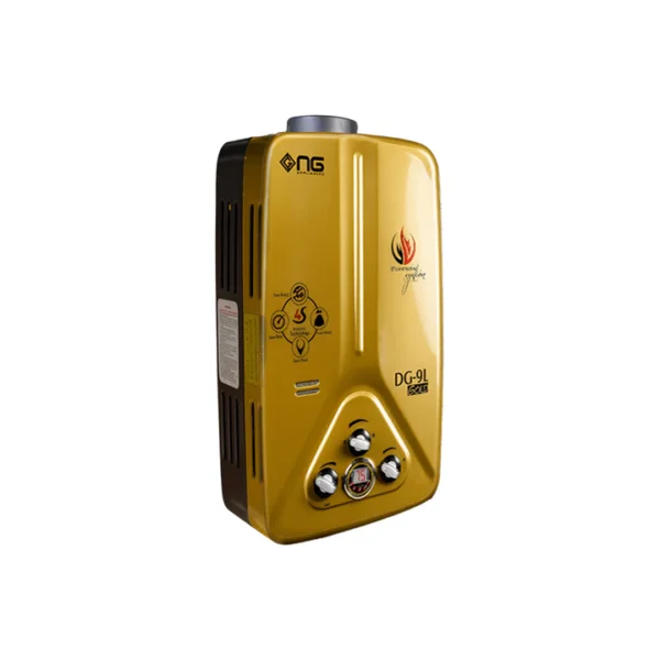 NasGas DG‑09L, Gold, 9 L Instant Gas Geyser, Fast Hot Water Heater