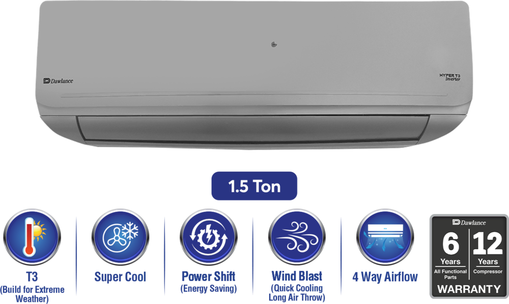 DAW-30-HYPER-INV Dawlance 30 HYPER INV Inverter AC β Silver - Image 1